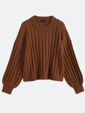 Sanctuary Selah Ribbed Crewneck Sweater in Chestnut Brown